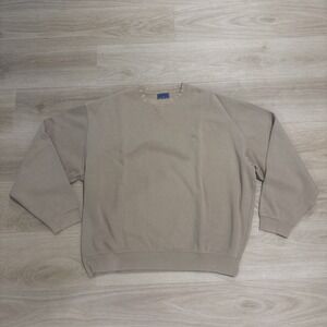 Vintage Faconnable Men's L Sweatshirt Beige Embroidered Logo 100% Cotton